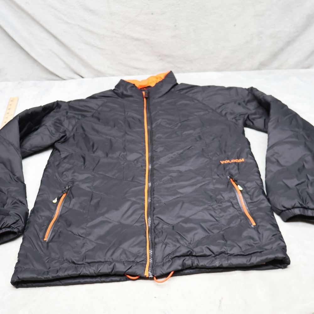 Volcom Down Jacket Mens Medium Black Puff Puff Give Insulated Light Pack Quilted